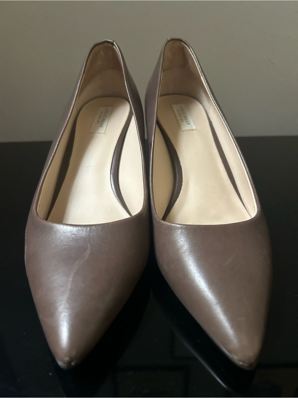 Cole Haan Women’s Gray Leather Pointed Toe Pump Stiletto Slip-On 6W